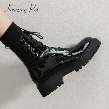 Krazing Pot 2020 winter new boots split leather cross-tied platform round toe med heel zipper young girls punk ankle boots L19
Krazing Pot 2020 winter new boots split leather cross-tied platform round toe med heel zipper young girls punk ankle boots L19