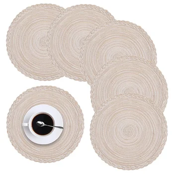 6Pcs Placemats for Dining Table, 14 Inch Braided Round Table Mats, Heat-Resistant Anti-Skid Cotton Place Mats
6Pcs Placemats for Dining Table, 14 Inch Braided Round Table Mats, Heat-Resistant Anti-Skid Cotton Place Mats
