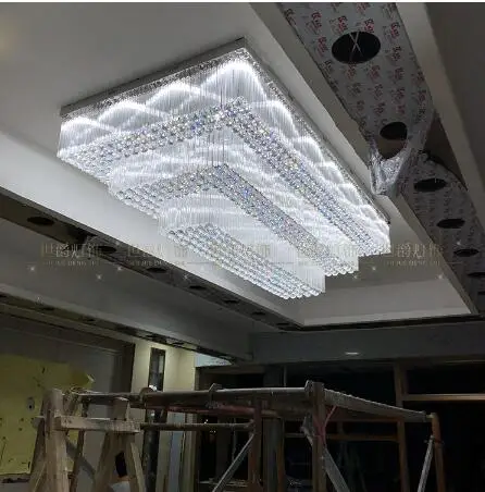 Проект лобби отеля прямоугольная хрустальная лампа вилла зал гостиная отдел