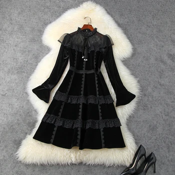 HIGH STREET New Fashion 2020 Runway Women's Long Sleeve Lace Patchwork Velvet Dress
HIGH STREET New Fashion 2020 Runway Women's Long Sleeve Lace Patchwork Velvet Dress