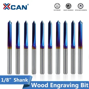 XCAN 10pcs 3.175mm Shank Nano Blue Coated CNC V Shape Engraving Bit 2 Flute Straight V Bit For Hardwood 20 30 45 60 90 Degrees
XCAN 10pcs 3.175mm Shank Nano Blue Coated CNC V Shape Engraving Bit 2 Flute Straight V Bit For Hardwood 20 30 45 60 90 Degrees