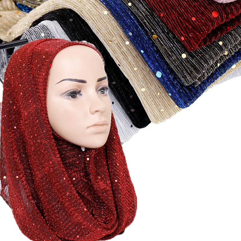 New Design 30 Colors Turban Hijab Scarf Bling Bling Colored Sequins Soft Pleated Crinkle Hijabs for Muslim Women
New Design 30 Colors Turban Hijab Scarf Bling Bling Colored Sequins Soft Pleated Crinkle Hijabs for Muslim Women