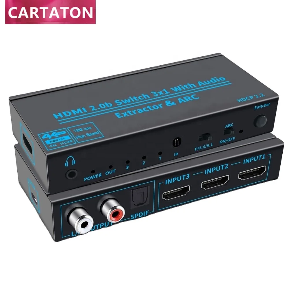 OZQ3-2 HDMI 2.0b Switch 3x1 Splitter 3 in 1 4K@60HZ Switcher Box with ARC Remote Optical Toslink SPDIF+Coaxial+Analog RCA Audio
OZQ3-2 HDMI 2.0b Switch 3x1 Splitter 3 in 1 4K@60HZ Switcher Box with ARC Remote Optical Toslink SPDIF+Coaxial+Analog RCA Audio