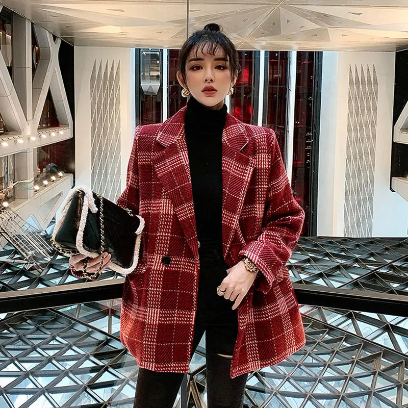 Women's plaid suit jacket 2020 spring and autumn Korean version of the slim loose wild net red suit women
Women's plaid suit jacket 2020 spring and autumn Korean version of the slim loose wild net red suit women