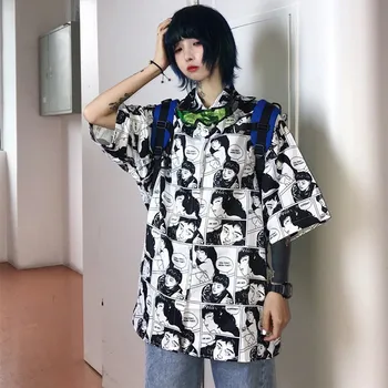 Female Ulzzang Short Sleeve Women Blouse Summer Loose Cartoon Print Korean Style Harajuku Shirt
Female Ulzzang Short Sleeve Women Blouse Summer Loose Cartoon Print Korean Style Harajuku Shirt