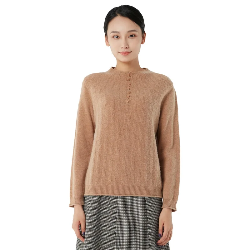 Casual Fashion Knitted Pullover Women Spring Autumn Button Mock Neck Sweaters Long Sleeve Jumper Tops
Casual Fashion Knitted Pullover Women Spring Autumn Button Mock Neck Sweaters Long Sleeve Jumper Tops