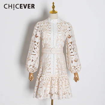 CHICEVER Vintage Patchwork Hollow Out Dresses For Female Turtleneck Lantern Long Sleeve High Waist With Sashes Dress Women 2020
CHICEVER Vintage Patchwork Hollow Out Dresses For Female Turtleneck Lantern Long Sleeve High Waist With Sashes Dress Women 2020