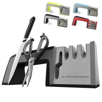 4 in 1 Knife Sharpener Diamond Coated Fine Ceramic Kitchen Knife Shears Scissors Sharpening Tools Non-slip Base Stainless Steel
4 in 1 Knife Sharpener Diamond Coated Fine Ceramic Kitchen Knife Shears Scissors Sharpening Tools Non-slip Base Stainless Steel