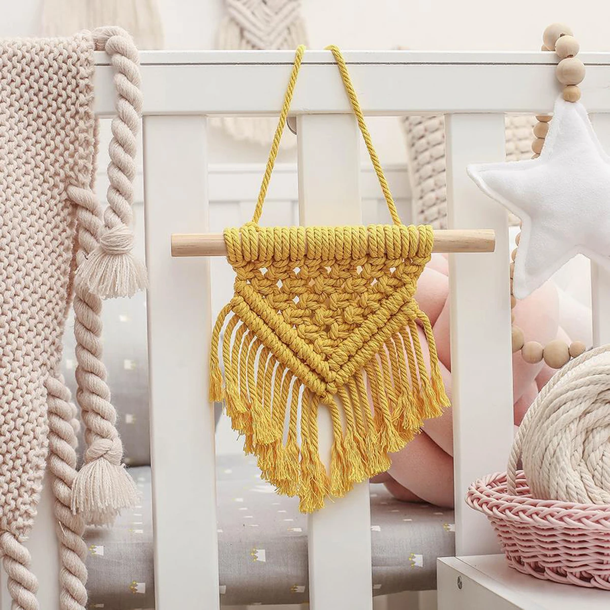 Mini Macrame Wall Hanging, Bohemian Handmade Woven Tapestry Tassel Ornaments for Nursery Apartment Home
Mini Macrame Wall Hanging, Bohemian Handmade Woven Tapestry Tassel Ornaments for Nursery Apartment Home
