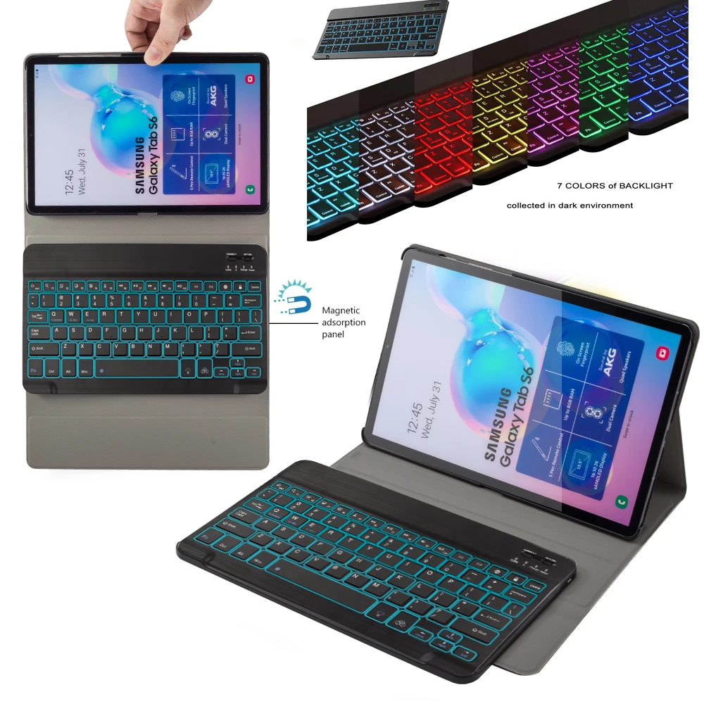 7 Color Backlit Keybaod For Samsung Galaxy Tab S6 SM-T860 T865 Tablet Keyboard Case Bluetooth Removable Keyboard Leather Cover
7 Color Backlit Keybaod For Samsung Galaxy Tab S6 SM-T860 T865 Tablet Keyboard Case Bluetooth Removable Keyboard Leather Cover