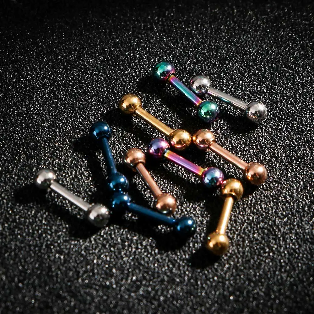 Fashion Retro 3 4 5 mm Men Stainless Steel Ball Barbell Ear Piercing Round Studs Earrings Black Gold Color | Украшения и