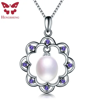 HENGSHENG Fashion Jewelry 100% Genuine Natural Freshwater Pearl Pendant 925 Sterling Silver Purple Zircon Pendant Necklace Women 
HENGSHENG Fashion Jewelry 100% Genuine Natural Freshwater Pearl Pendant 925 Sterling Silver Purple Zircon Pendant Necklace Women