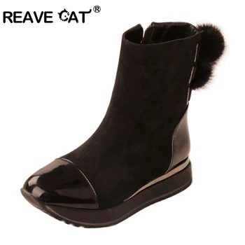 REAVE CAT Girls Ankle Boots Round Toe Platform Zipper Flock Boots Warm Winter Casual Boots Size 31-38 Black
REAVE CAT Girls Ankle Boots Round Toe Platform Zipper Flock Boots Warm Winter Casual Boots Size 31-38 Black