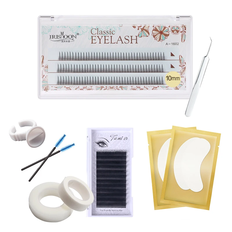 214pcs Professional False Eyelashes Extension Makeup Tools Grafting Lashes Under Eye Pads Glue Ring Tweezers Brush Tipe Kits |