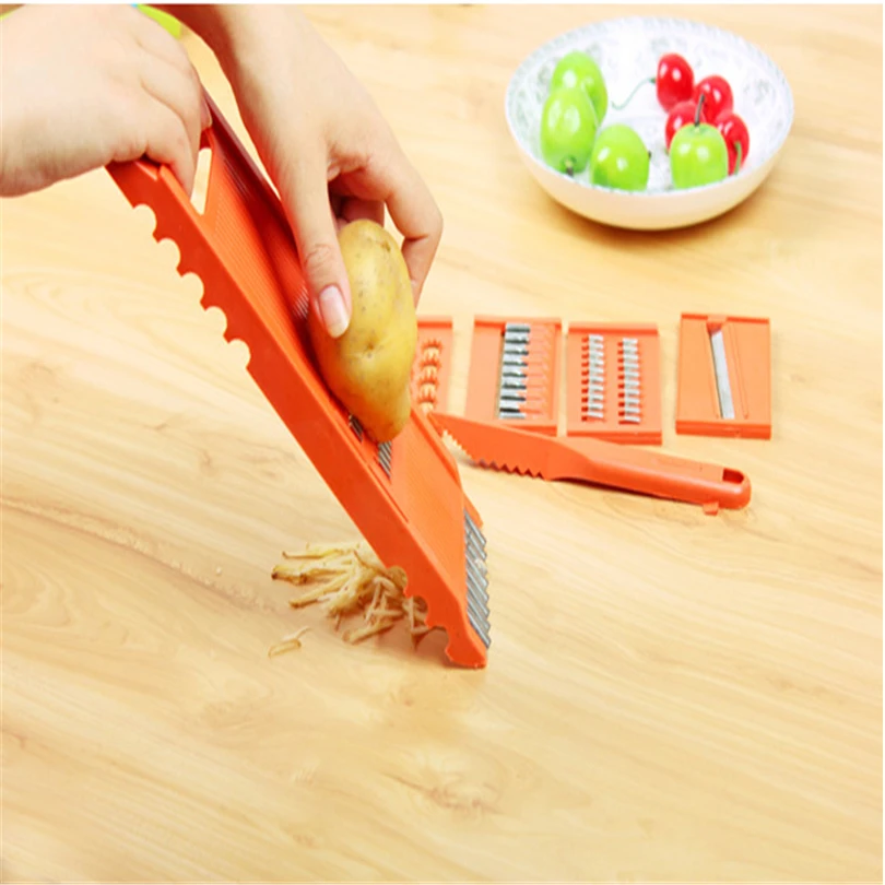 6 in 1 Plastic Vegetable Fruit Slicer Cutter Adjustable Stainless Steel Blades Multi-function Peeler Grater Useful Kitchen Tools
6 in 1 Plastic Vegetable Fruit Slicer Cutter Adjustable Stainless Steel Blades Multi-function Peeler Grater Useful Kitchen Tools