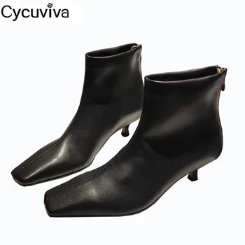 Square Toe Mules Kitten Heel Brand Shoes Women Black Leather Ankle Boots For Women Cowboy Short Boots Women Runway Botas Mujer
Square Toe Mules Kitten Heel Brand Shoes Women Black Leather Ankle Boots For Women Cowboy Short Boots Women Runway Botas Mujer