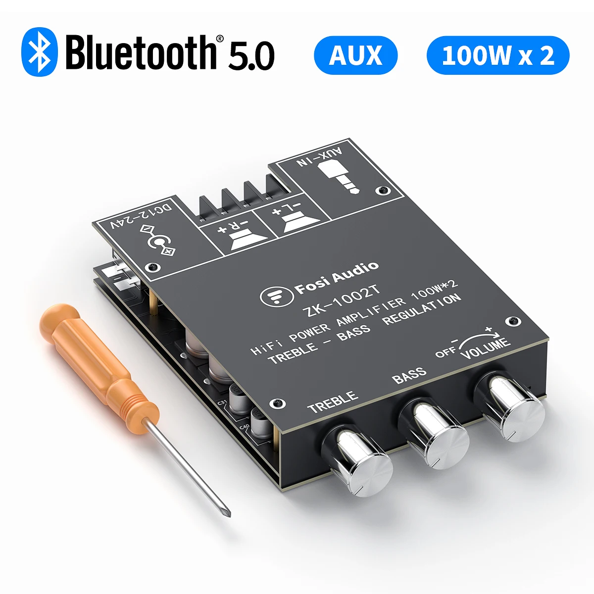 Фото Bluetooth 100 Вт Плата усилителя сабвуфера с регулировкой высоких и низких частот 2 0
