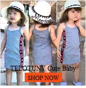 TELOTUNY New Toddler Baby Girls Suspender Pure Color Tank Tops Button Skirt Two Piece Suit Clothes Children Summer Set Outfits46