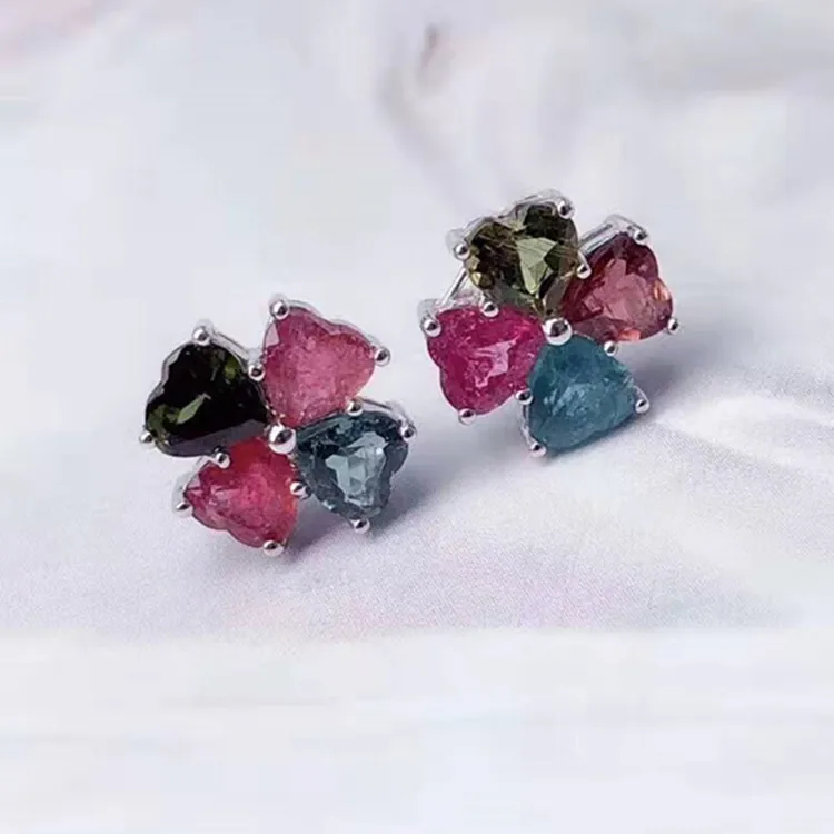 Fashion Clover Multicolored Ear Stud 925 Silver Inlaid 5mm Natural Tourmaline Ear Stud
Fashion Clover Multicolored Ear Stud 925 Silver Inlaid 5mm Natural Tourmaline Ear Stud