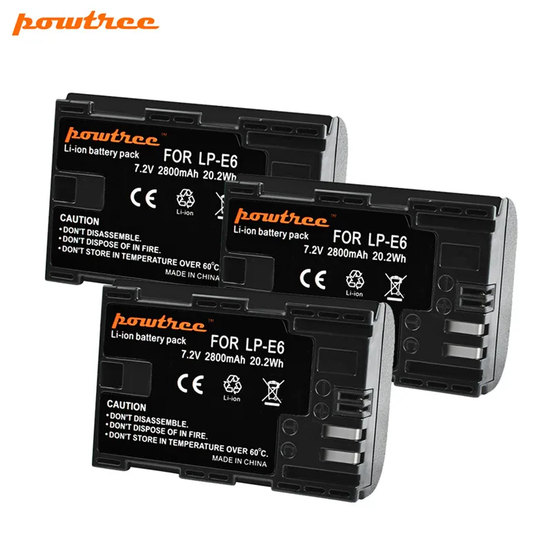 Powtree For Canon 7.2V 2800mAh LP-E6 Rechargeable Camera Battery Replacement For Canon LP E6 LPE6 5D 6D 7D 60D 60Da 70D 80D DSLR
Powtree For Canon 7.2V 2800mAh LP-E6 Rechargeable Camera Battery Replacement For Canon LP E6 LPE6 5D 6D 7D 60D 60Da 70D 80D DSLR