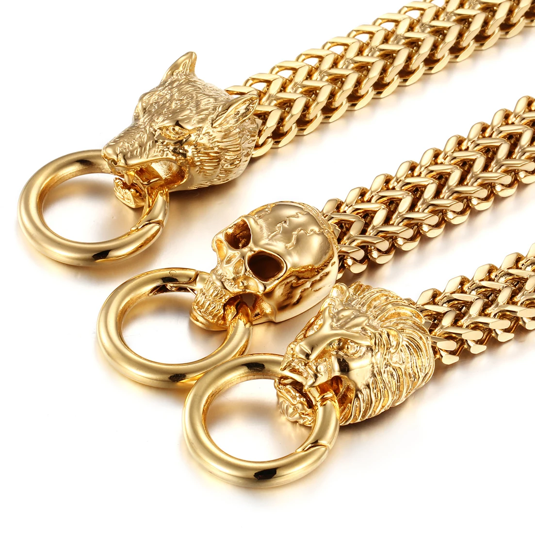 Charm Men's Bracelets Stainless Steel Bracelet Curb Chain Wolf/Lion/Skull Head Bangle Jewelry
Charm Men's Bracelets Stainless Steel Bracelet Curb Chain Wolf/Lion/Skull Head Bangle Jewelry
