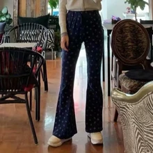 Fashion Street Women's High Waist Elastic Pull-out Cotton Bow Tie with Smiley Print Flared Pants Casual Trousers Pants for Women
Fashion Street Women's High Waist Elastic Pull-out Cotton Bow Tie with Smiley Print Flared Pants Casual Trousers Pants for Women