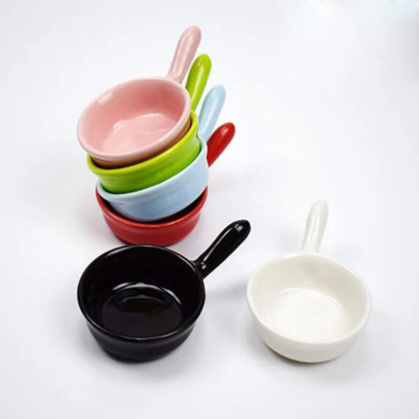Фото Керамические мини-блюда милая тарелка для соуса однотонная посуда маленькая