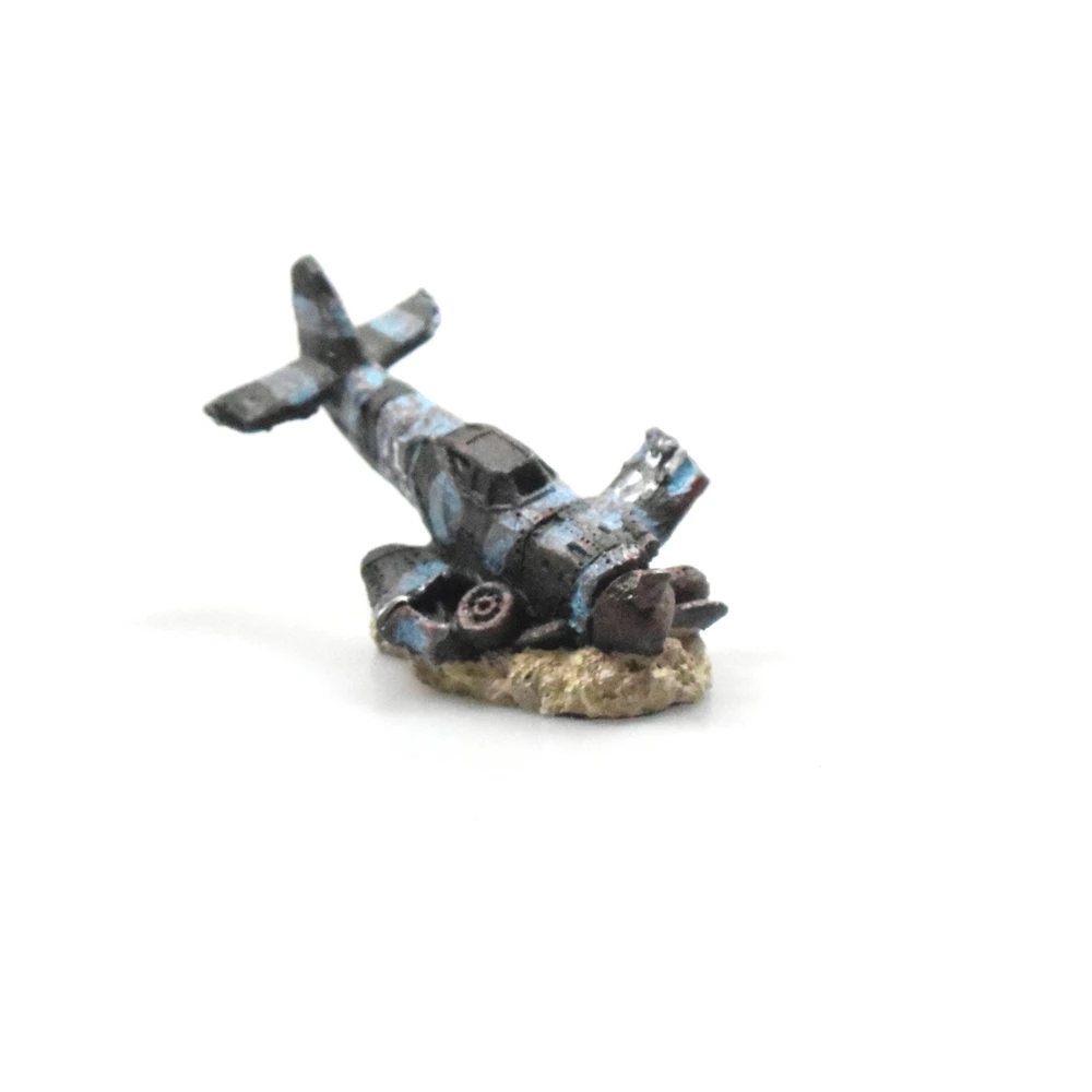 2 Aquarium Destroyed Aircraft Decorations Fish Tank Ornaments Resin Eco-Friendly for Freshwater Saltwater Aquarium Accessories