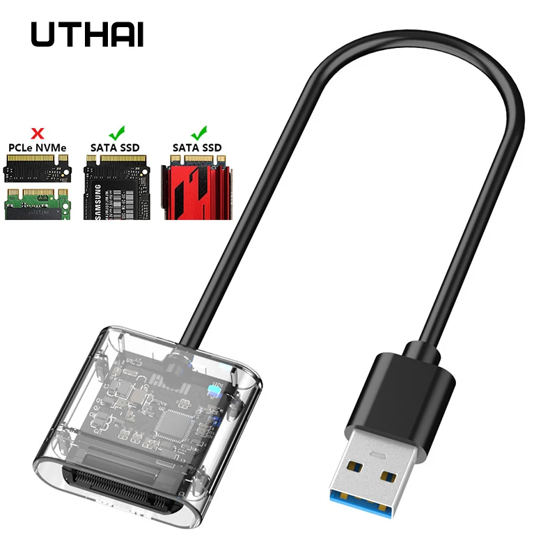 Чехол UTHAI M2 SSD SATA шасси M.2 на USB 3 0 адаптер для PCIE NGFF M / B Key чехол SSD-диска | Компьютеры