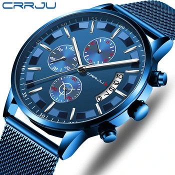 Top Luxury Brand CRRJU New Mens Fashion Stainless Steel Blue Quartz Watches Men Casual Sport Waterproof Clock Relogio Masculino
Top Luxury Brand CRRJU New Mens Fashion Stainless Steel Blue Quartz Watches Men Casual Sport Waterproof Clock Relogio Masculino