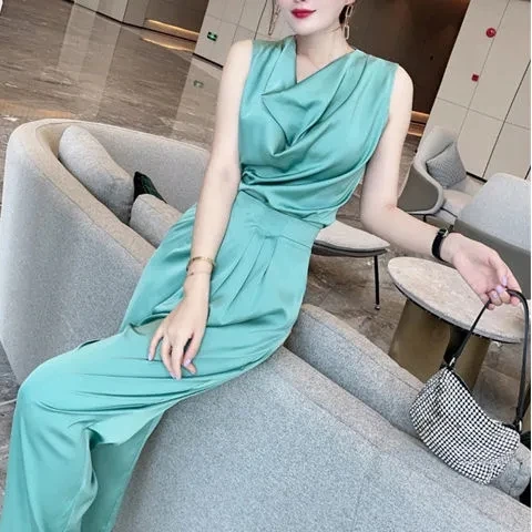 Women Silk Sexy Sleeveless Suit Female Two Piece Set Elegant Office Ladies Suits Sets Sleeveless Blouse Trousers Set
Women Silk Sexy Sleeveless Suit Female Two Piece Set Elegant Office Ladies Suits Sets Sleeveless Blouse Trousers Set
