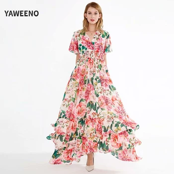 2020 New Fashion Elegant Summer Maxi Dress Women's Sexy V Neck Floral Printed Ruffle Elasticated Waist Bohemian Holiday Dresses
2020 New Fashion Elegant Summer Maxi Dress Women's Sexy V Neck Floral Printed Ruffle Elasticated Waist Bohemian Holiday Dresses