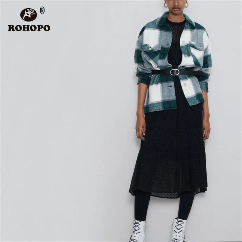 ROHOPO Long Sleeve Turn Down Collar Tartan Big Buttons Pockets Thickness Green Blouse Side Pocket Vintage Female Outwwear #2317
ROHOPO Long Sleeve Turn Down Collar Tartan Big Buttons Pockets Thickness Green Blouse Side Pocket Vintage Female Outwwear #2317