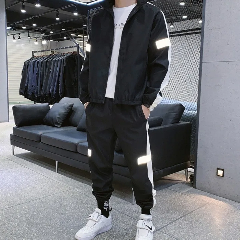 Mens Coat Pants Two Piece Set Autumn Tracksuit Fashion Casual Clothes 2020 Zipper Oversize Long Sleeve Reflective Gym Clothing
Mens Coat Pants Two Piece Set Autumn Tracksuit Fashion Casual Clothes 2020 Zipper Oversize Long Sleeve Reflective Gym Clothing