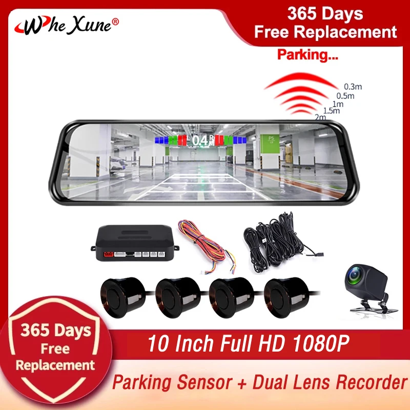 WHEXUNE 10" Car Mirror DVR Camera With Radar Parking Sensor Systems FHD1080P Night Vision Dual Lens Dash Cam Video Registrator
WHEXUNE 10" Car Mirror DVR Camera With Radar Parking Sensor Systems FHD1080P Night Vision Dual Lens Dash Cam Video Registrator