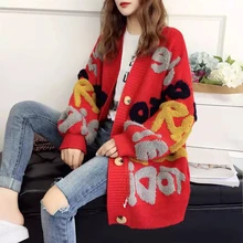 SONDR Women Cardigan Letter Pattern Knitted Sweater Korean Street Style Cardigan Loose Ladies Jacket Spring and Autumn
SONDR Women Cardigan Letter Pattern Knitted Sweater Korean Street Style Cardigan Loose Ladies Jacket Spring and Autumn