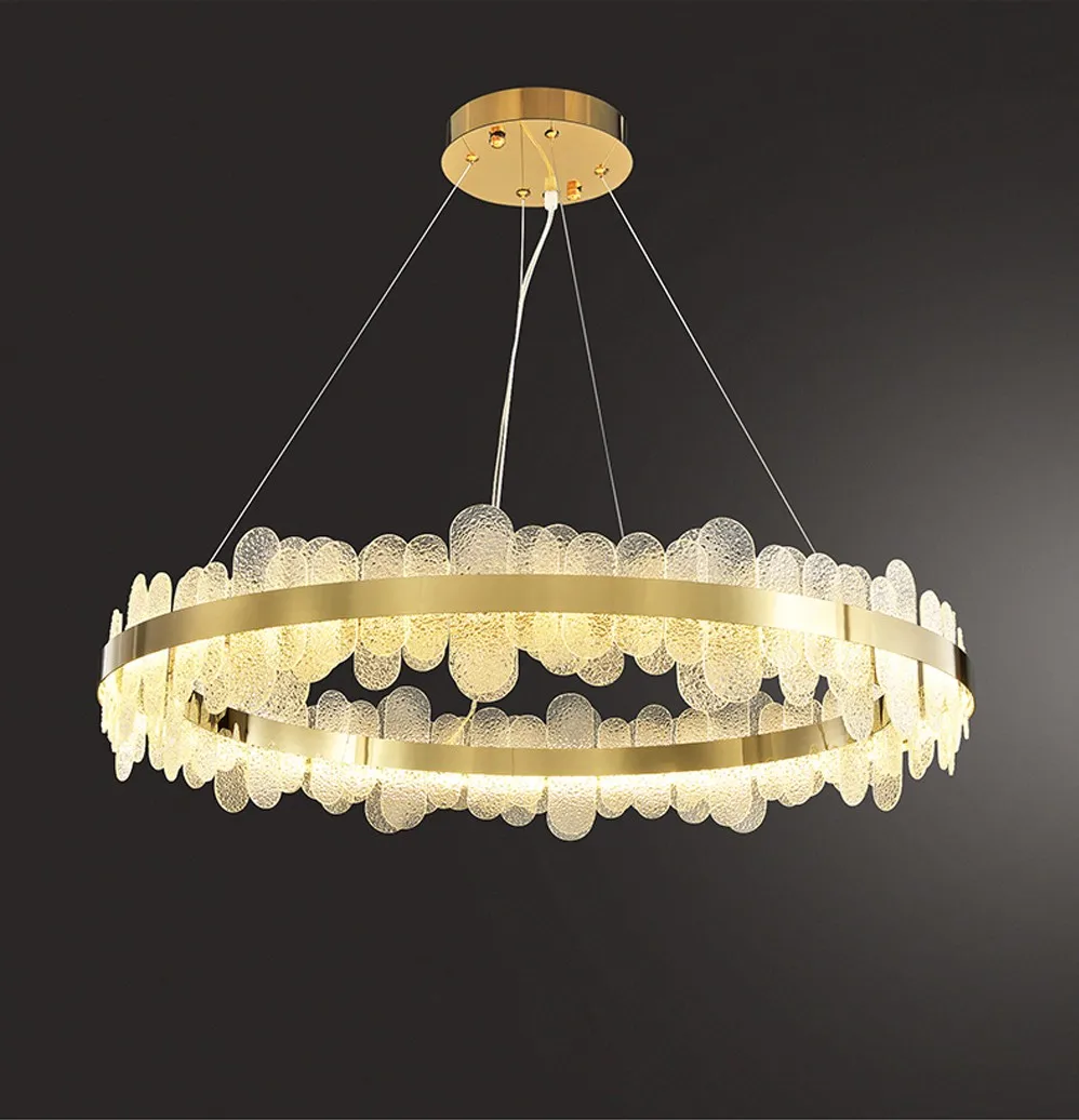 

LED Postmodern Round Stainless Steel Golden Designer Chandelier Lighting Lustre Suspension Luminaire Lampen For Dinning Room