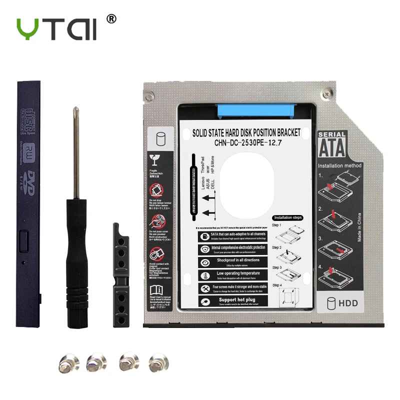 YTAI 2nd HDD Caddy SATA 12.7mm Aluminum Universal 3.0 DVD Adapter for 2.5 '' 7-12.5mm SSD Case Optibay CD-ROM enclosure
YTAI 2nd HDD Caddy SATA 12.7mm Aluminum Universal 3.0 DVD Adapter for 2.5 '' 7-12.5mm SSD Case Optibay CD-ROM enclosure