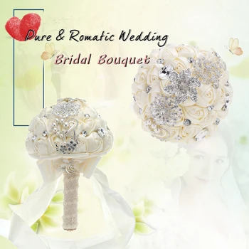 Hot Bride Bouquet Wedding Decoration Supplies Hand Made Ivory Satin Roses Bright Diamond Flower White/Purple Valentines Gift
Hot Bride Bouquet Wedding Decoration Supplies Hand Made Ivory Satin Roses Bright Diamond Flower White/Purple Valentines Gift