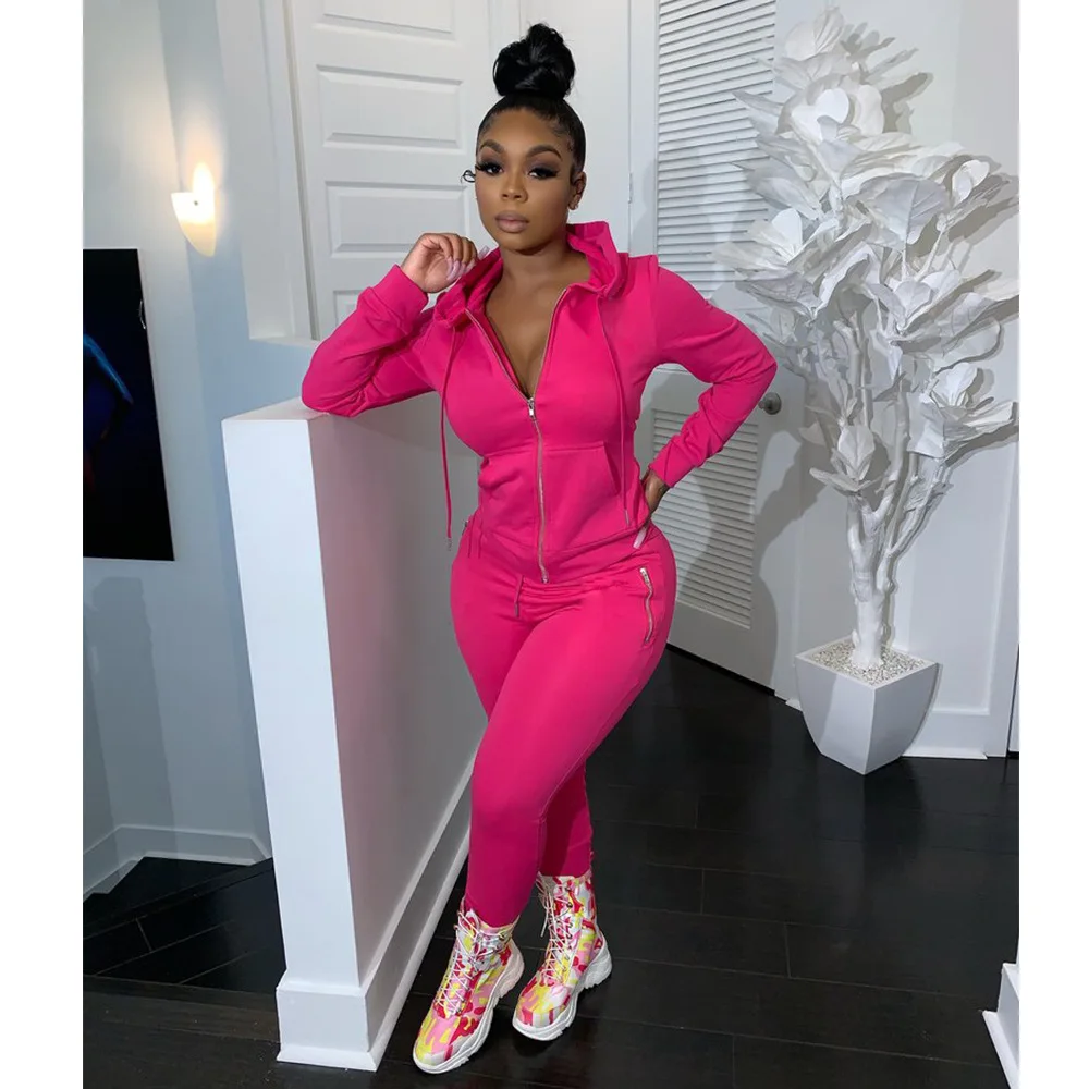 2020 Women Autumn Tracksuit 2PCS Sets Solid Hooded Zip Up Tops Coats Pants with Pockets Casual Sportwear 9 Colors Plus Size 2XL
2020 Women Autumn Tracksuit 2PCS Sets Solid Hooded Zip Up Tops Coats Pants with Pockets Casual Sportwear 9 Colors Plus Size 2XL