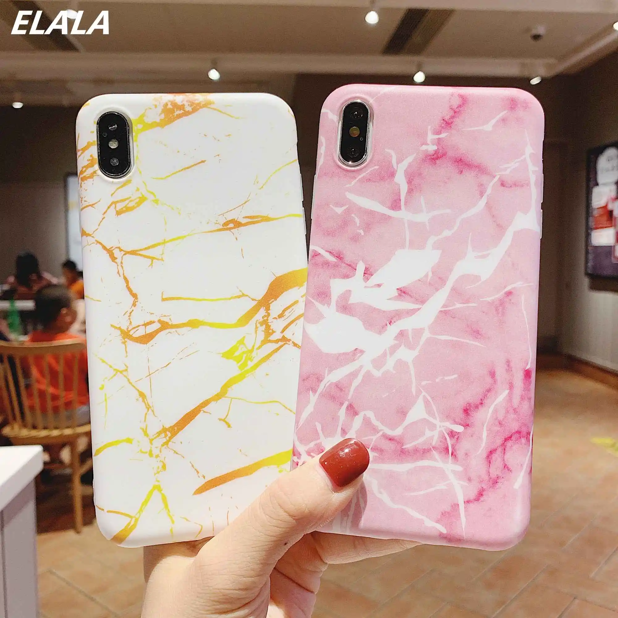 Фото ELALA Glitter Phone Case For iphone XR Marble Cover Dandelion Flower Feather Cute Soft Capa XS Max 6S 7 8Plus | Мобильные телефоны