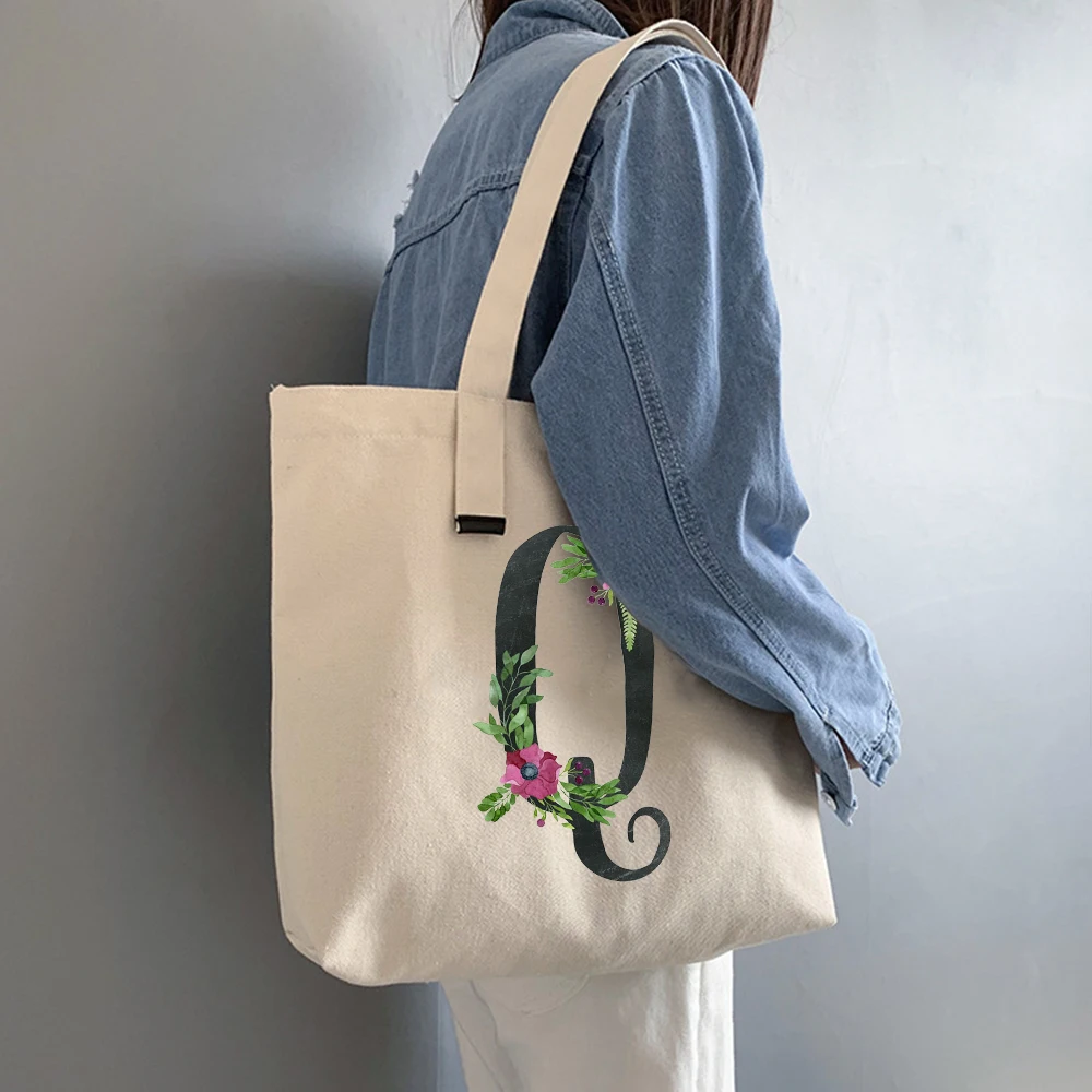 Floral Initial Flower Alphabet Harajuku Women Canvas Shoulder Bag Graphic Shopping Bags 90s Fashion Ulzzang Kawaii Handbags
Floral Initial Flower Alphabet Harajuku Women Canvas Shoulder Bag Graphic Shopping Bags 90s Fashion Ulzzang Kawaii Handbags