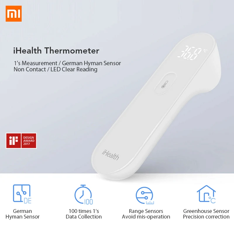 Xiaomi Mijia iHealth Thermometer LED Non Contact Digital Infrared Forehead Body Thermometer for Baby Kids Adults Elders
Xiaomi Mijia iHealth Thermometer LED Non Contact Digital Infrared Forehead Body Thermometer for Baby Kids Adults Elders