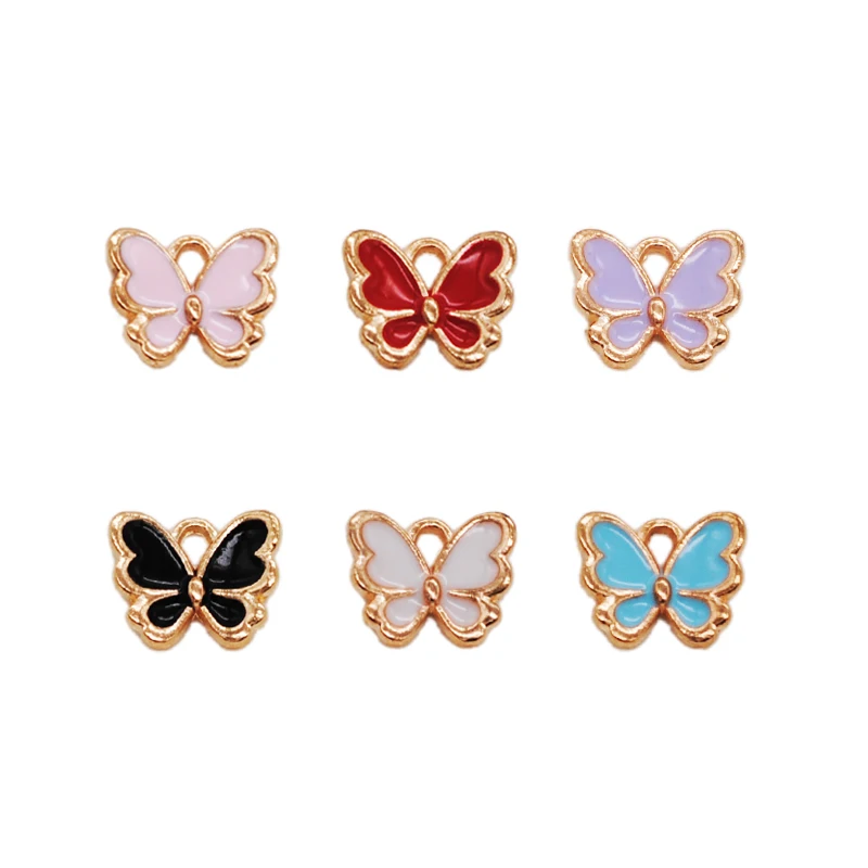 

30pcs/lot Zinc Alloy KC Gold Tone Enamel Animal Butterfly Shape Charms Women Bracelet Earring Necklace Pendants 10*12.5mm