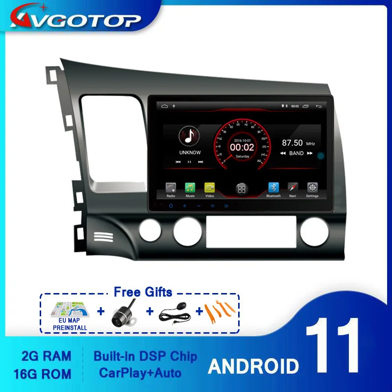 AVGOTOP Android 11 автомобильный радиоприемник навигатор для HONDA CIVIC LHD Wifi автомобиль GPS