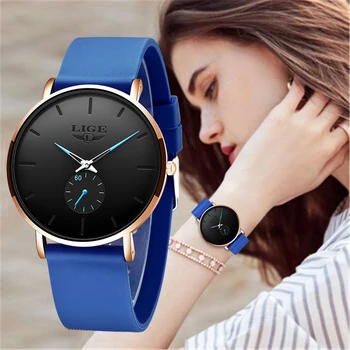 LIGE-신제품 로즈 골드 여성 시계, 비즈니스 쿼츠 여성 시계, 최고 브랜드 럭셔리 여성 손목 시계, 여성 소녀 시계