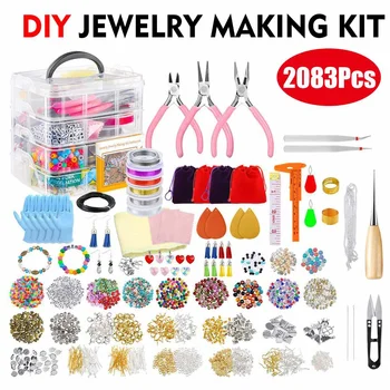 2083PCS DIY Jewelry Making Kit With 4-layer Storage Box Necklace Bracelets Earrings Making Repair Tools Jewelry Findings
2083PCS DIY Jewelry Making Kit With 4-layer Storage Box Necklace Bracelets Earrings Making Repair Tools Jewelry Findings