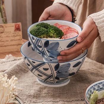 Japanese ceramic tableware plum blossom brocade dyeing hand underglaze color creative retro style soup rice noodle bowl
Japanese ceramic tableware plum blossom brocade dyeing hand underglaze color creative retro style soup rice noodle bowl