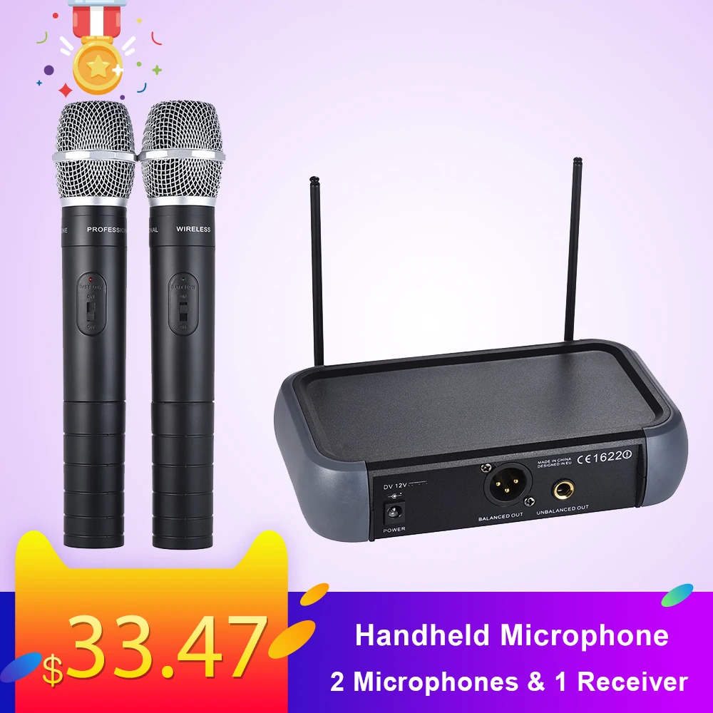 ammoon Dual Channel VHF Wireless Handheld Microphone System with Echo Function 2 Microphones & 1 Receiver 6.35mm Audio Cable
ammoon Dual Channel VHF Wireless Handheld Microphone System with Echo Function 2 Microphones & 1 Receiver 6.35mm Audio Cable