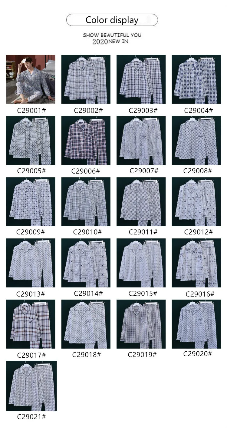 2020 Men's pajamas soft Thin Long-Sleeved Trousers Cardigan Lapel Men's Home Wear Dad Pajamas Men Pajama Sets pijama hombre 2020 Men's pajamas soft Thin Long-Sleeved Trousers Cardigan Lapel Men's Home Wear Dad Pajamas Men Pajama Sets pijama hombre